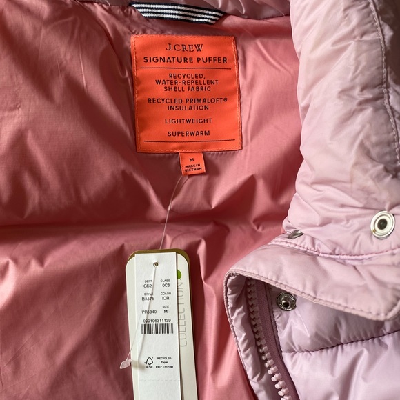 J. Crew Puffer Vest Medium Pink NWT - Picture 6 of 9